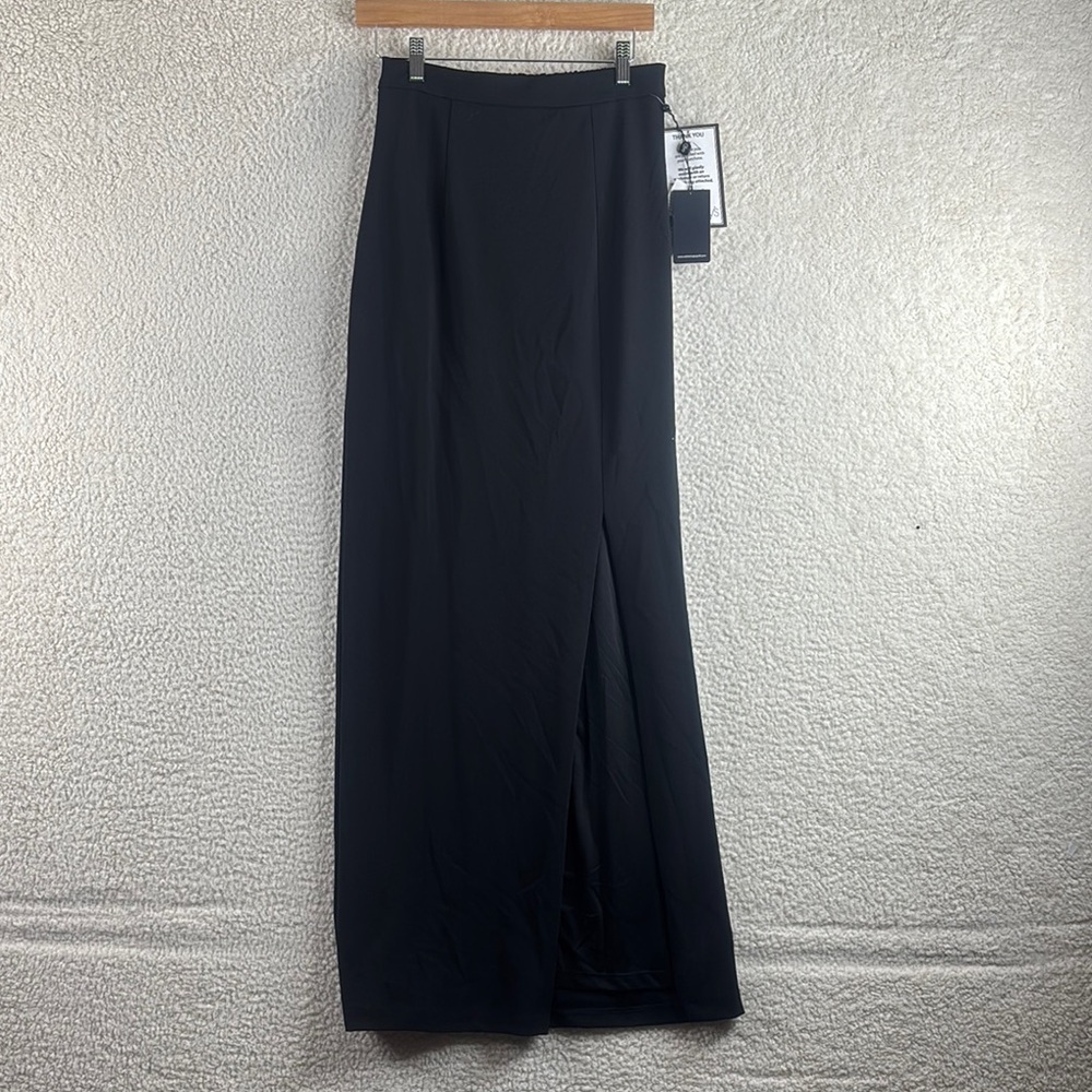 NWT Adrianna Papell Womens Black Stretch High Slit Maxi Skirt Size 6
